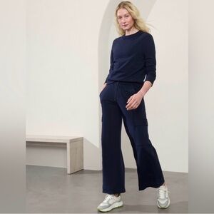 Athleta Retroterry Wide Leg Cargo Pant Navy Blue NWT Medium Petite
